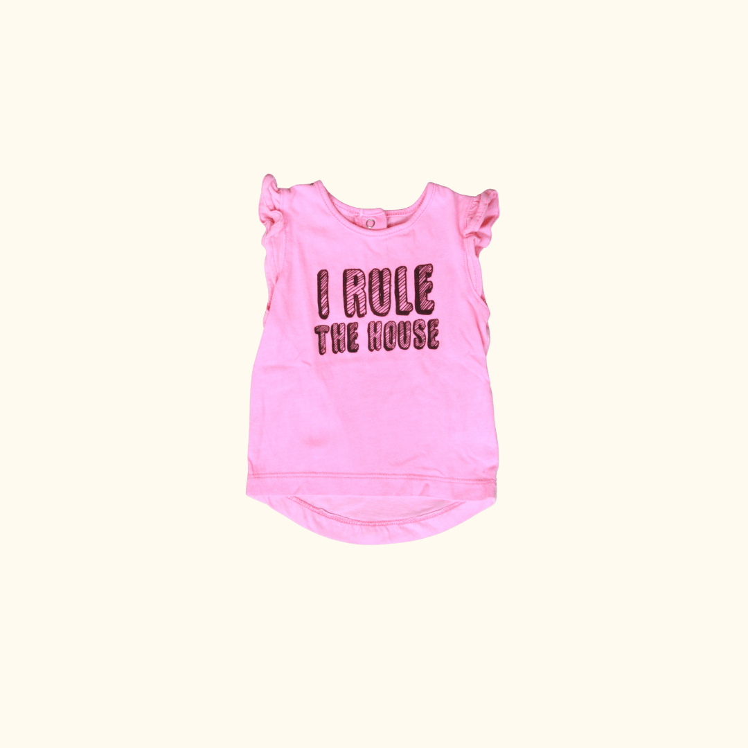 Hot Pink Sleeveless T-Shirt with Text