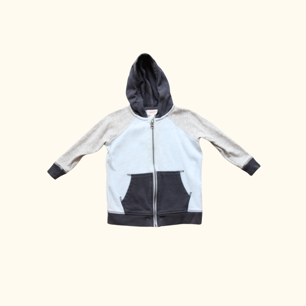 Blue and Grey Hoodie Jacket