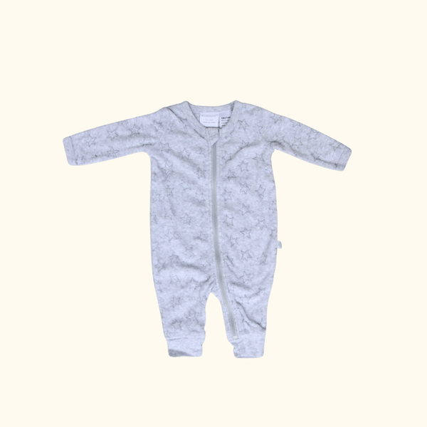 Grey Zip Onesie with Stars