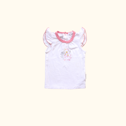 White T-Shirt with Floral Print