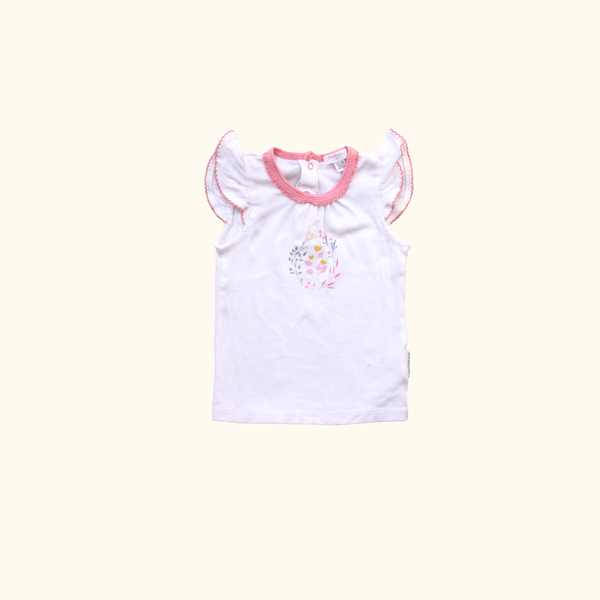 White T-Shirt with Floral Print