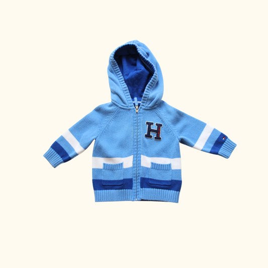 Blue Cardigan with Hoodie