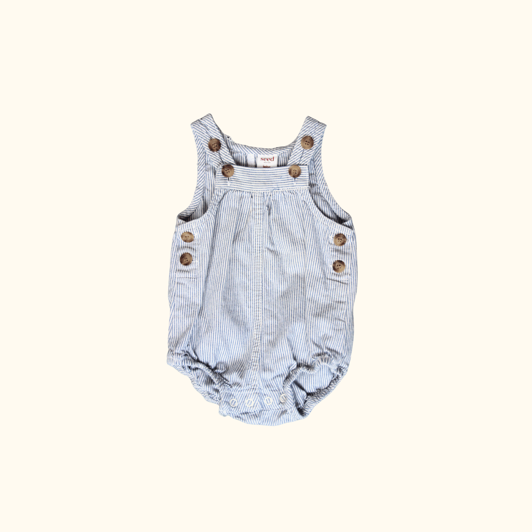 Blue and White Striped Romper