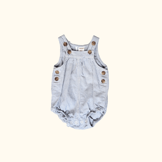 Blue and White Striped Romper