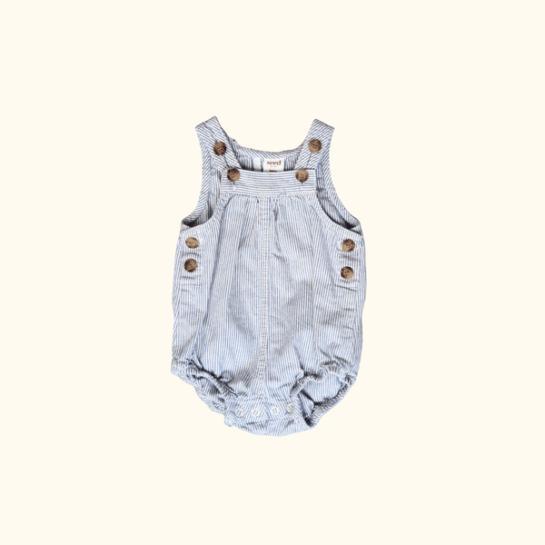 Blue and White Striped Romper