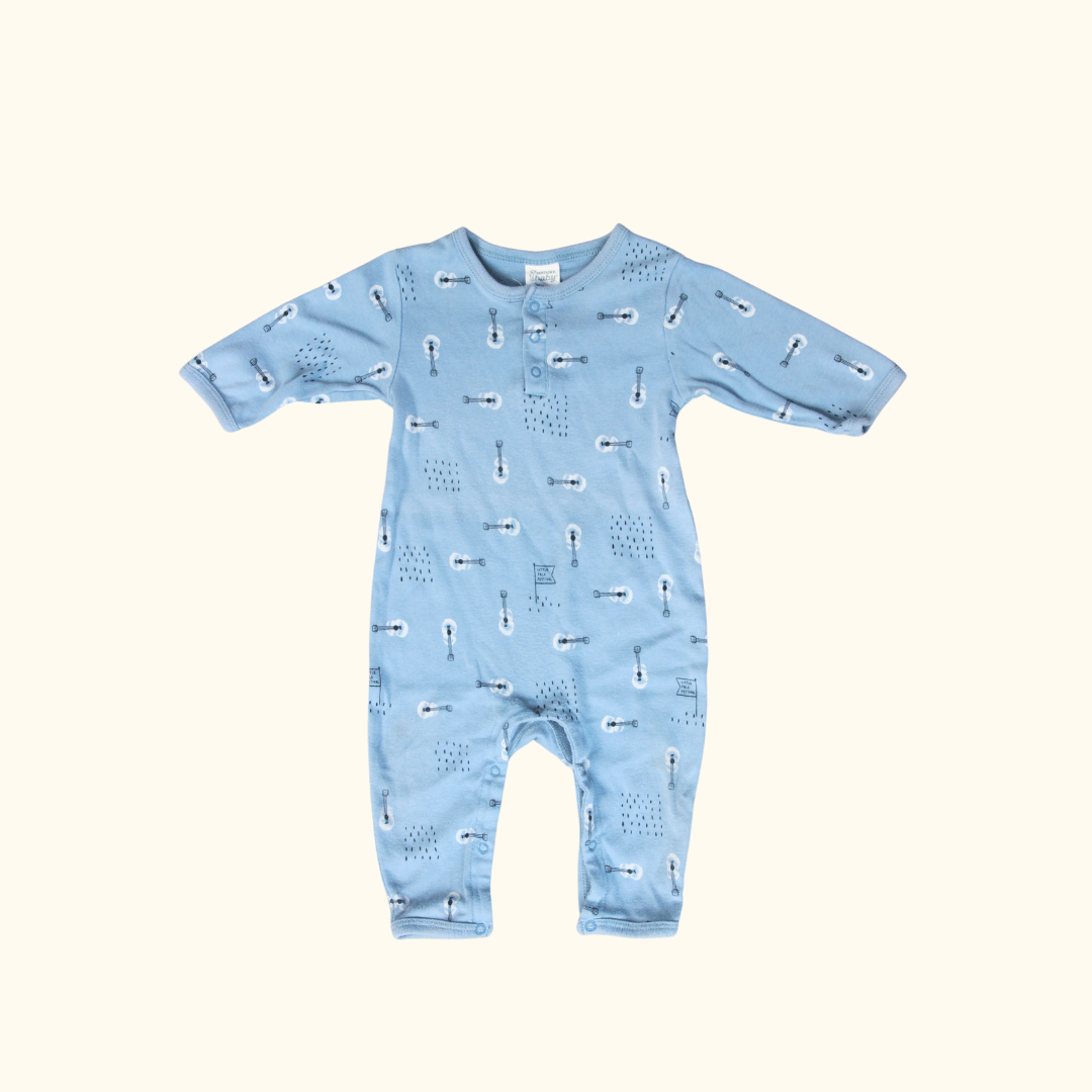 Blue Onesie with Guitar Print