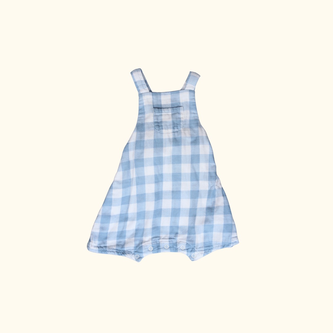 White and Blue Checkered Shortalls
