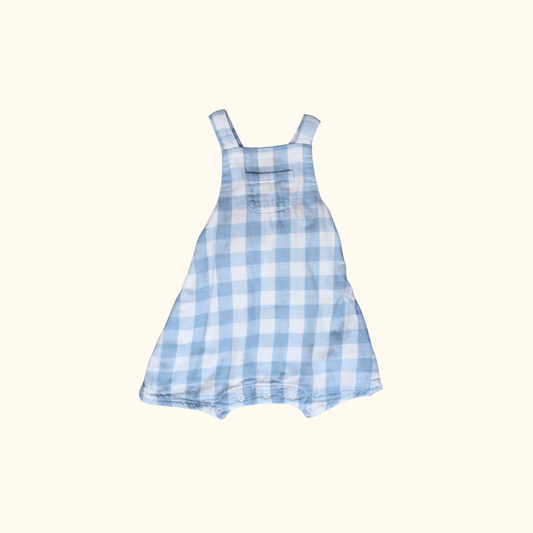 White and Blue Checkered Shortalls