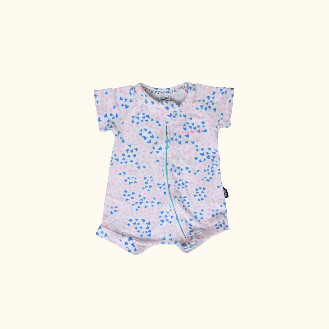 Pink and Blue Romper with Hearts