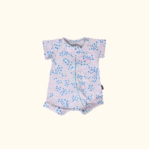 Pink and Blue Romper with Hearts