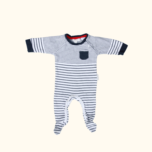 White and Blue Striped Onesie