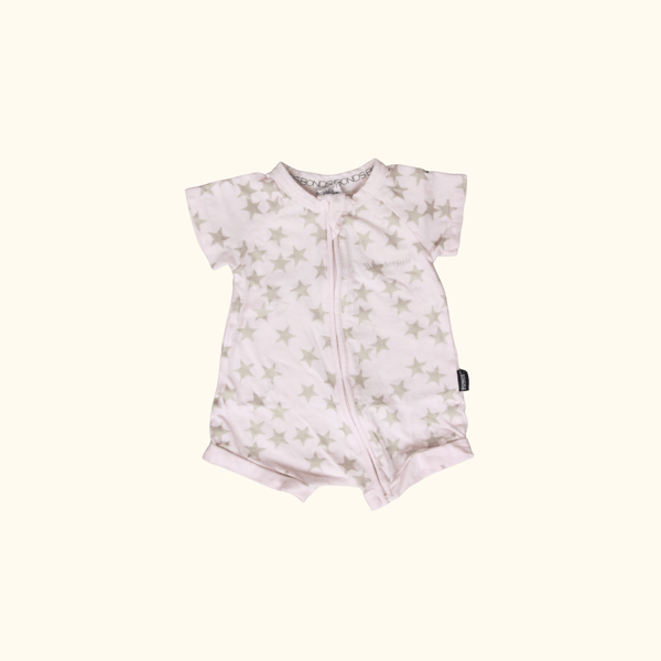 Pink Zip Romper with Stars