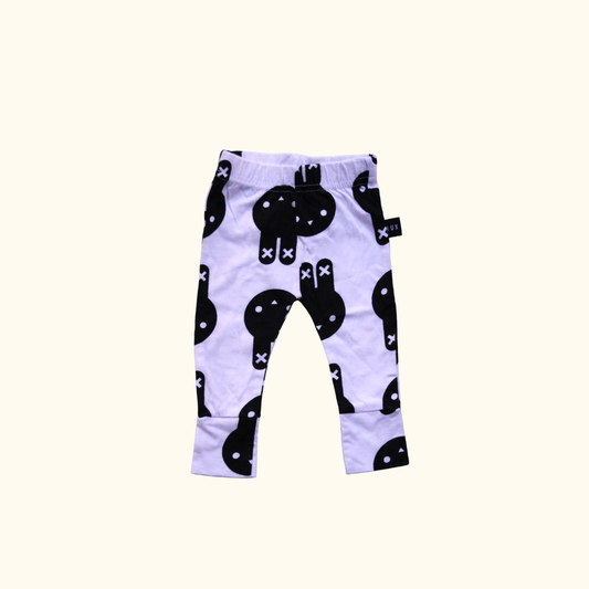 White and Black Leggings with Bunny