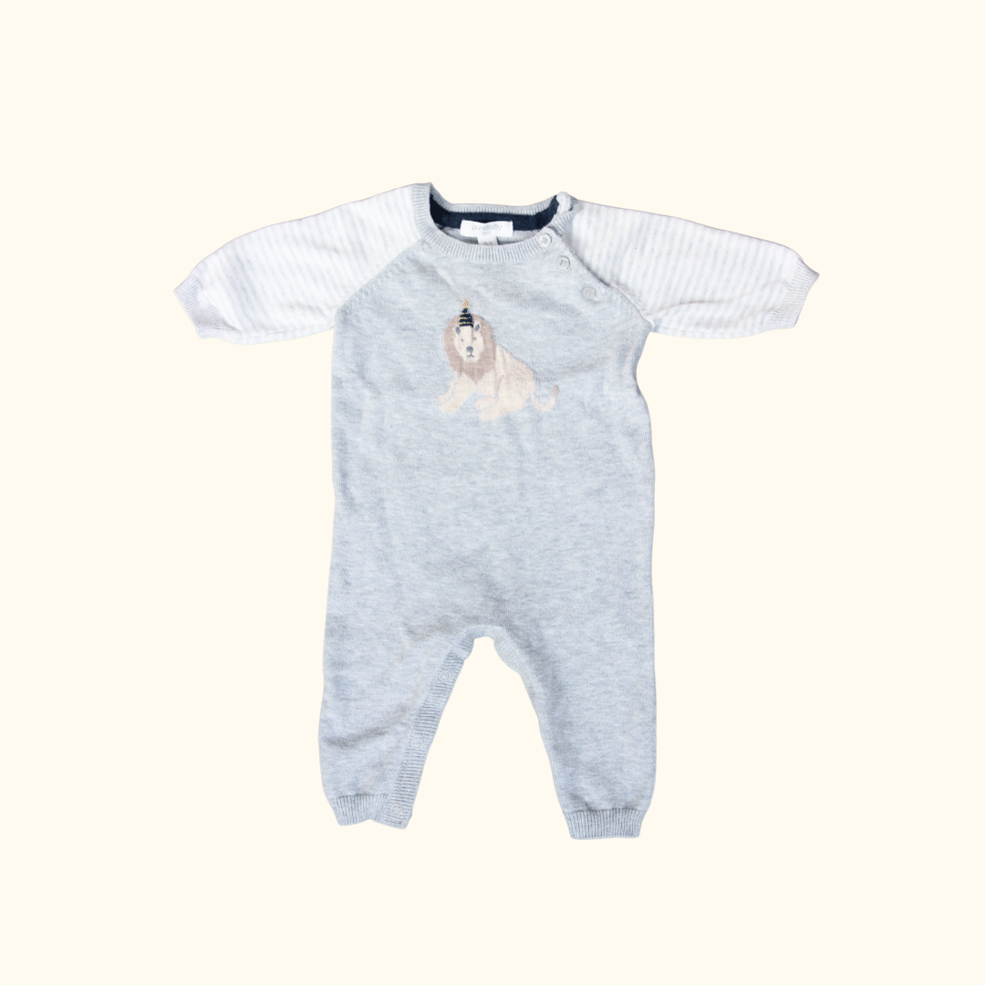 Knitted Grey One Piece with Lion