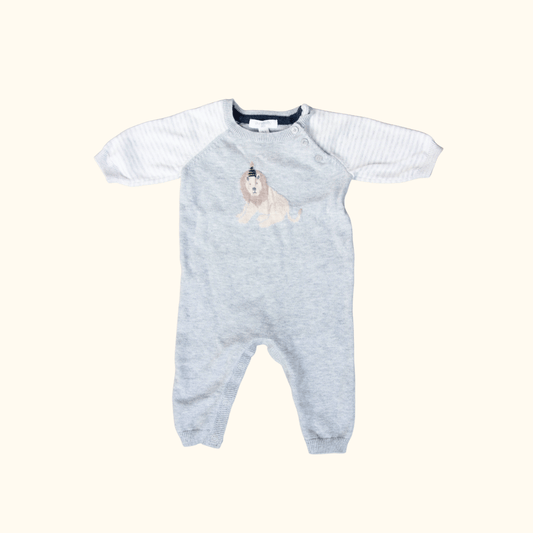 Knitted Grey One Piece with Lion