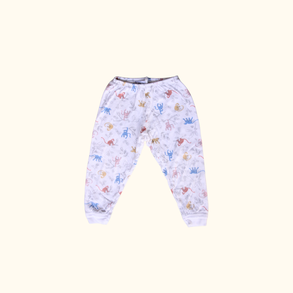White Monkey Print Pyjama Set