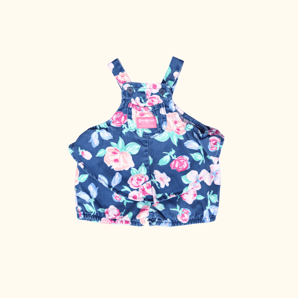 Denim Floral Overalls