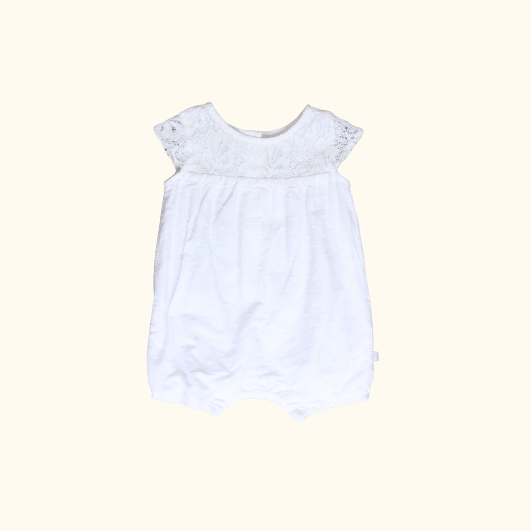 White Embroidered Romper