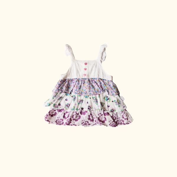 White and Purple Floral Top with Straps