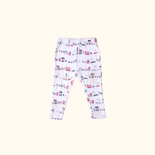 White Leggings with City Graphic Print