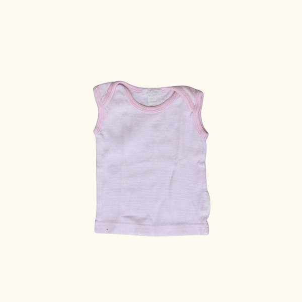 Pink Sleeveless T-Shirt with Stripes