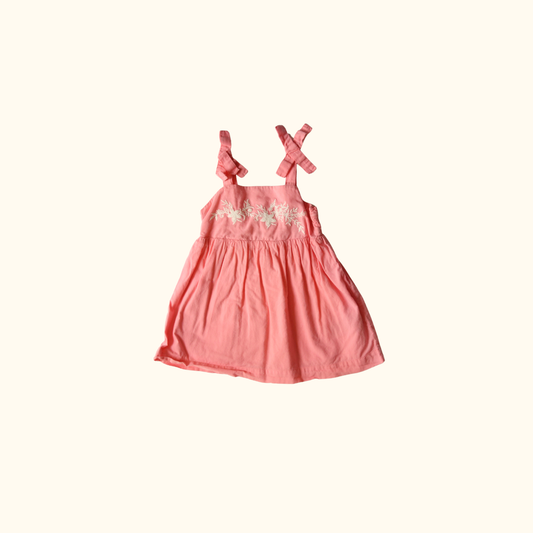 Pink Top with Straps and Flower Embroidery