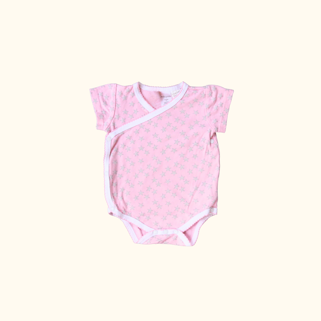 Pink Short Sleeve Bodysuit with Stars