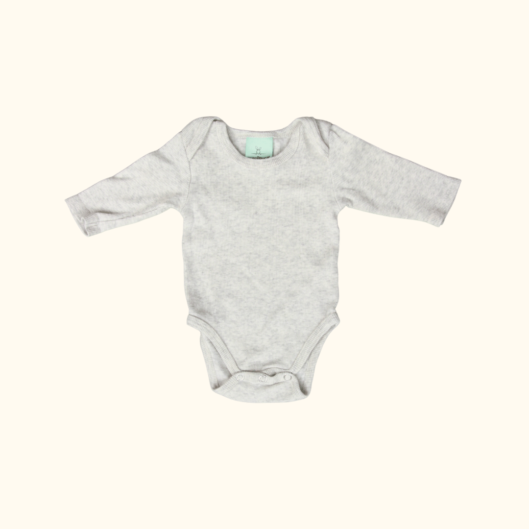 Grey Rib Long Sleeve Bodysuit