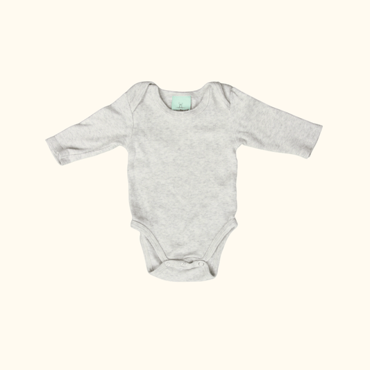 Grey Rib Long Sleeve Bodysuit