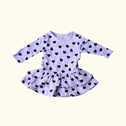 Grey Dress with Blue Hearts