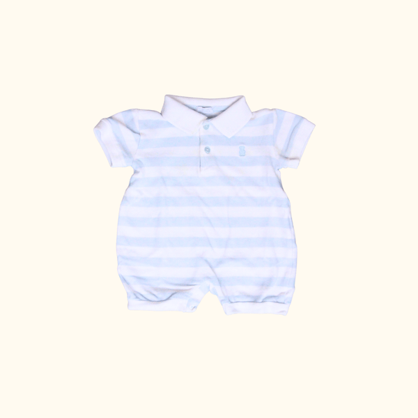 Blue and White Striped Romper