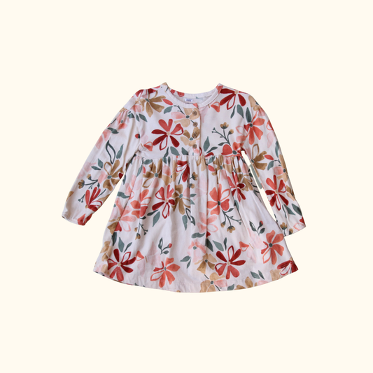 Beige and Orange Floral Dress