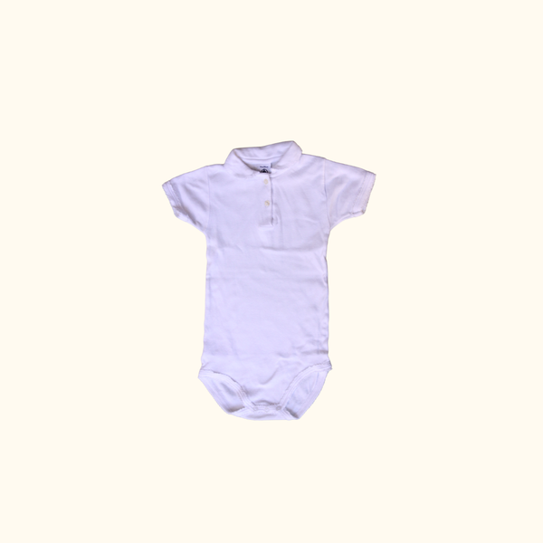 White Bodysuit with Frill Edges and Collar
