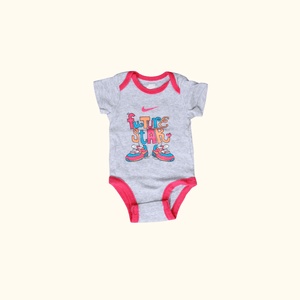 Grey and Pink Bodysuit with Graphic Print