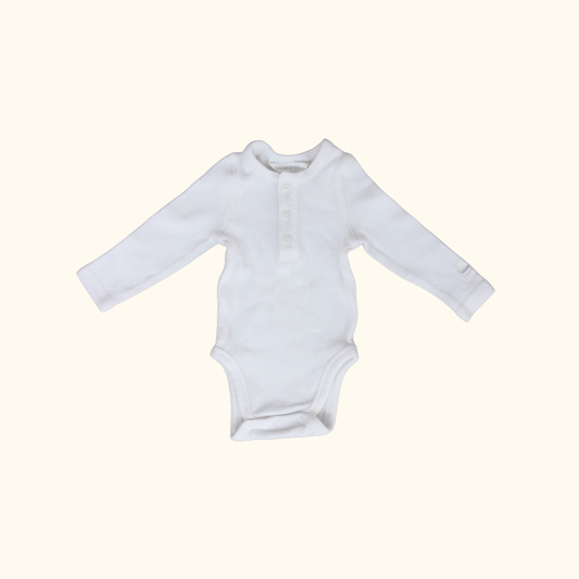 White Rib Long Sleeve Bodysuit