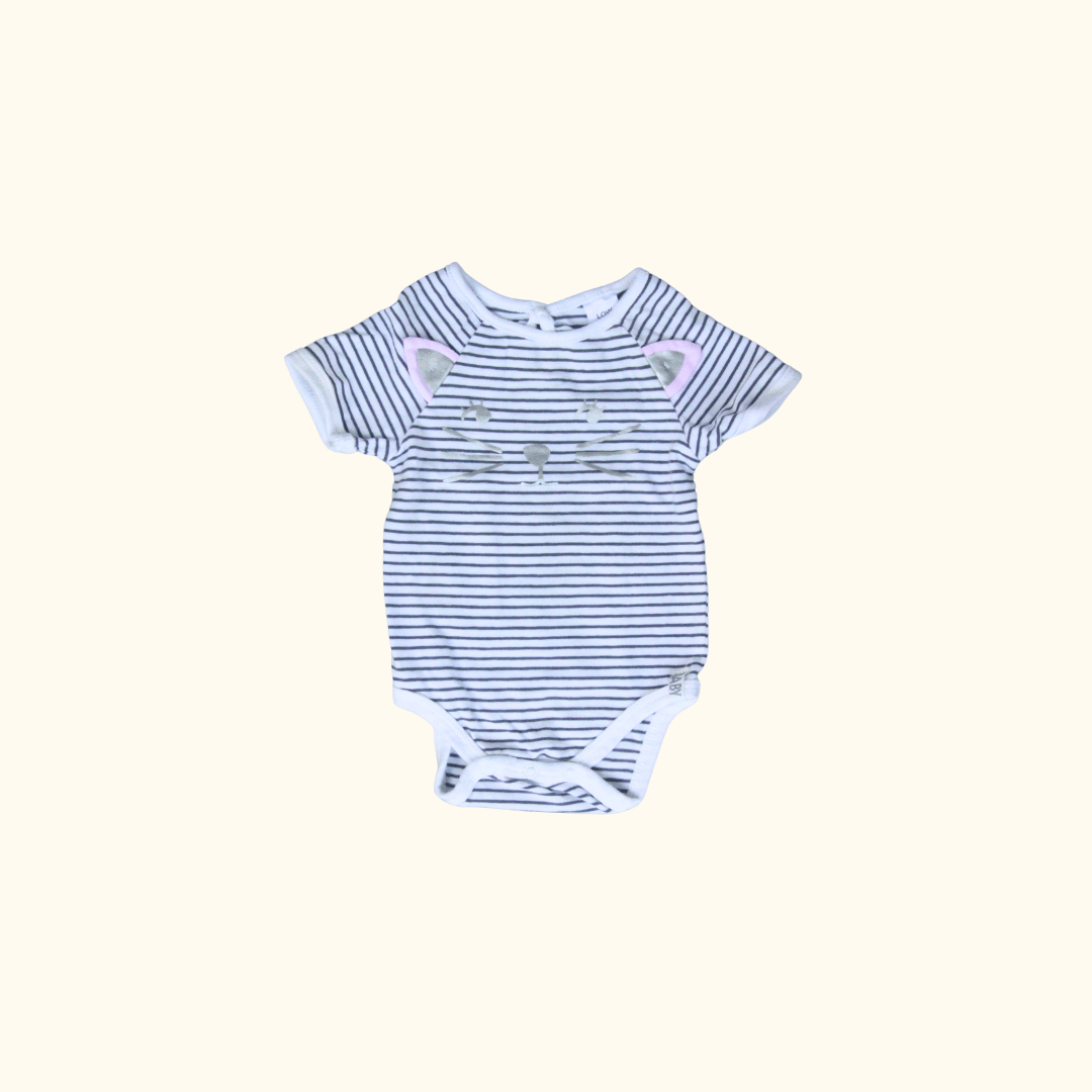 Striped Bodysuit with Cat