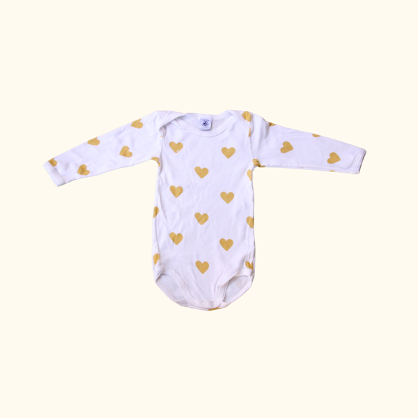 White Bodysuit with Yellow Heart Print