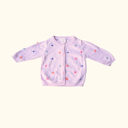 Pink Cardigan with Pompoms
