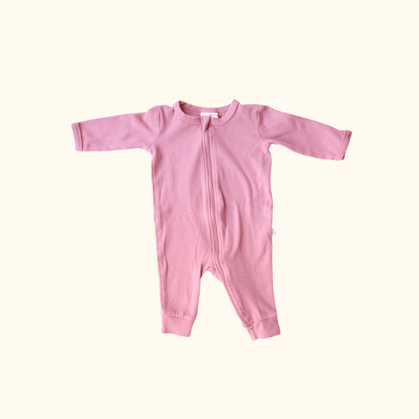 Pink Rib Onesie with Zip