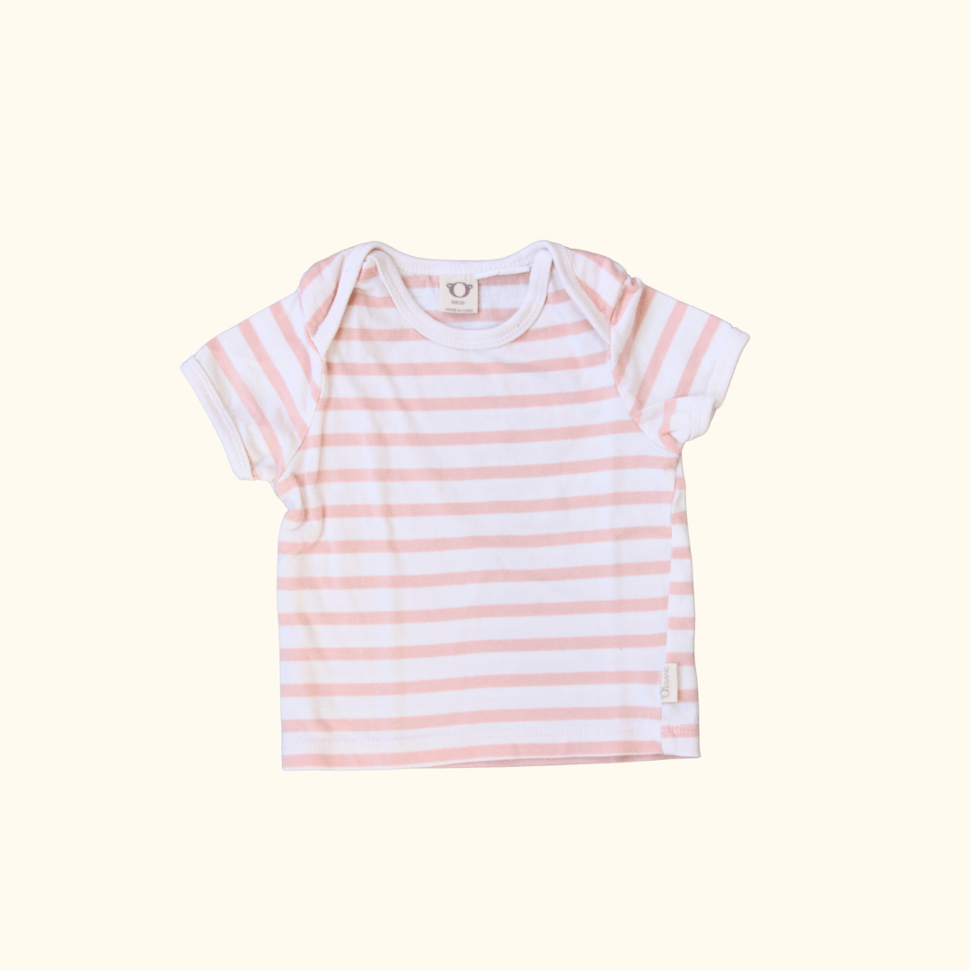 Pink and White Striped Short Sleeve Tee