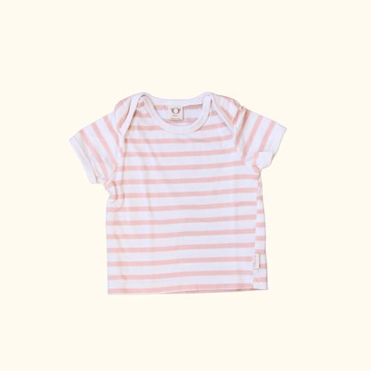 Pink and White Striped Short Sleeve Tee
