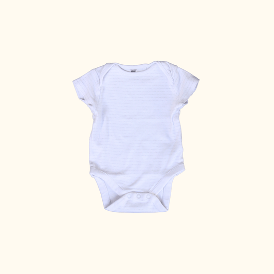 White Short Sleeve Bodysuit with Stripes