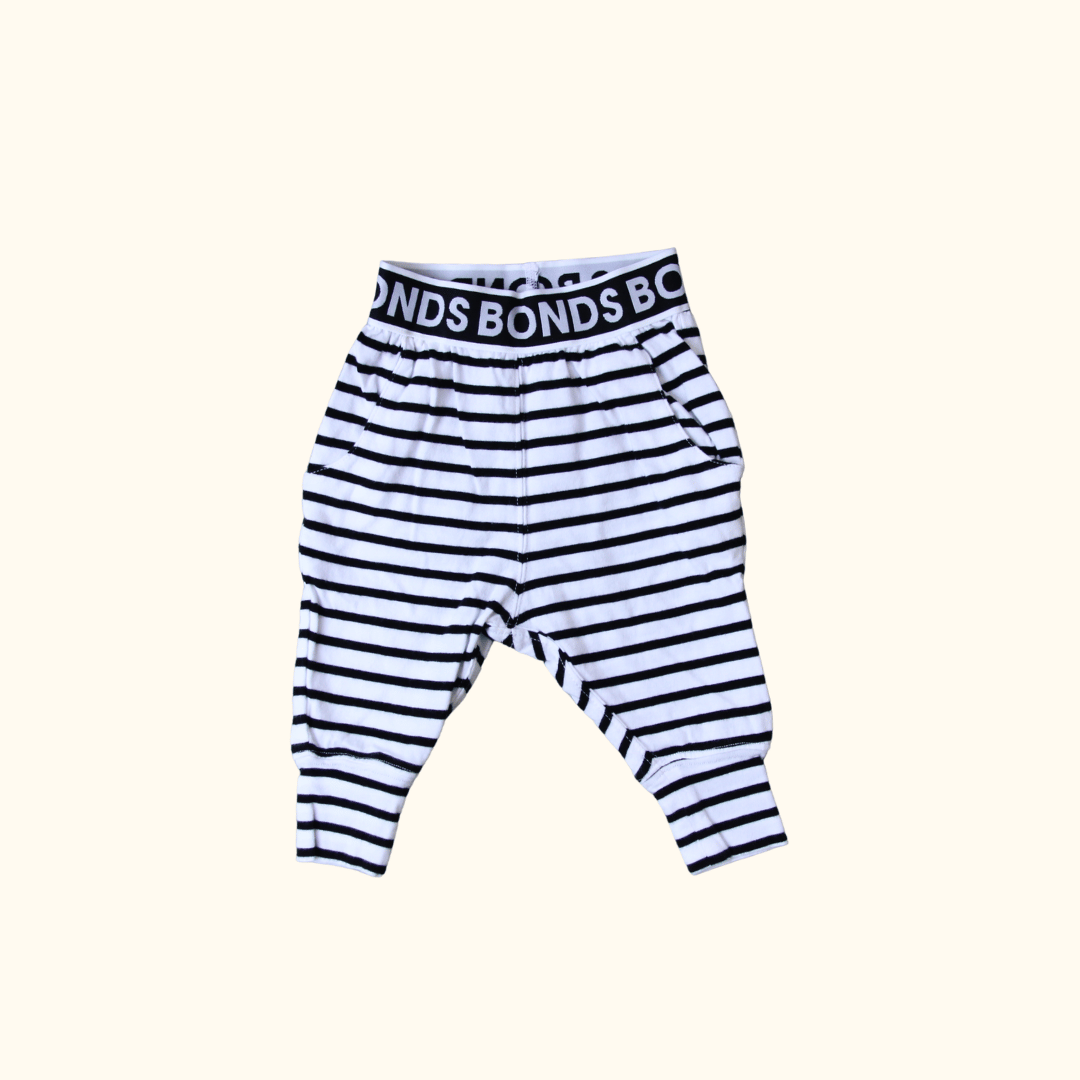 White and Black Striped Joggers