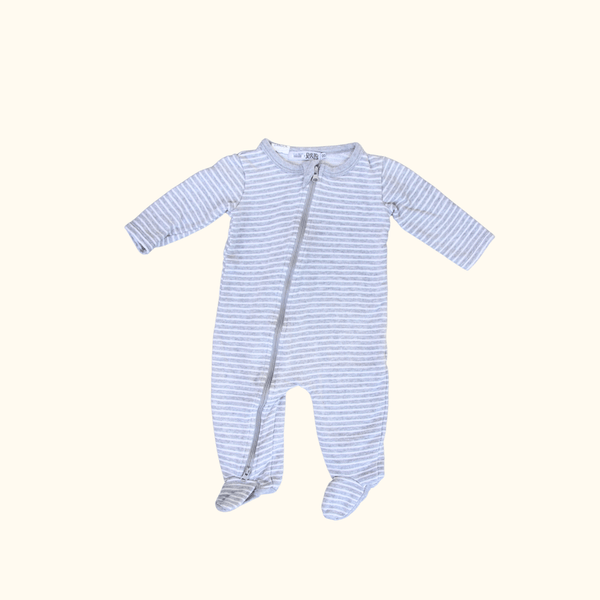 Grey Striped Onesie with Zip