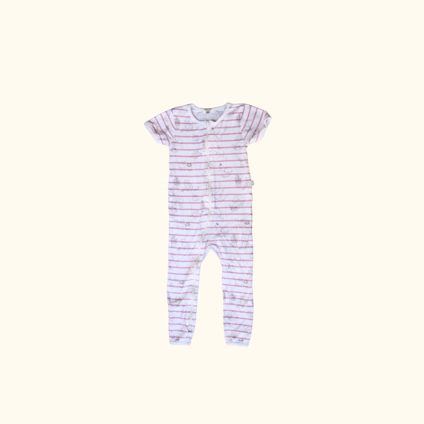 White Short Sleeved Onesie with Animal Print