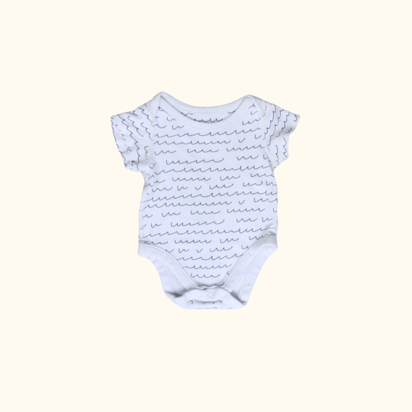 Oatmeal Short Sleeve Bodysuit with Abstract Print