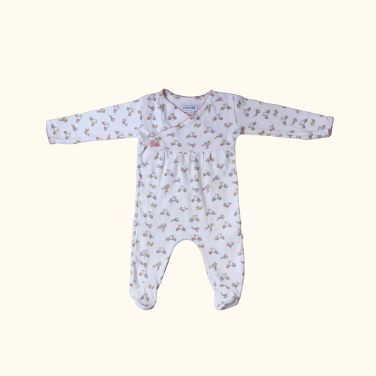 Cream Onesie with Flower and Animal Print