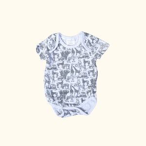 Grey Bodysuit with Safari Animals