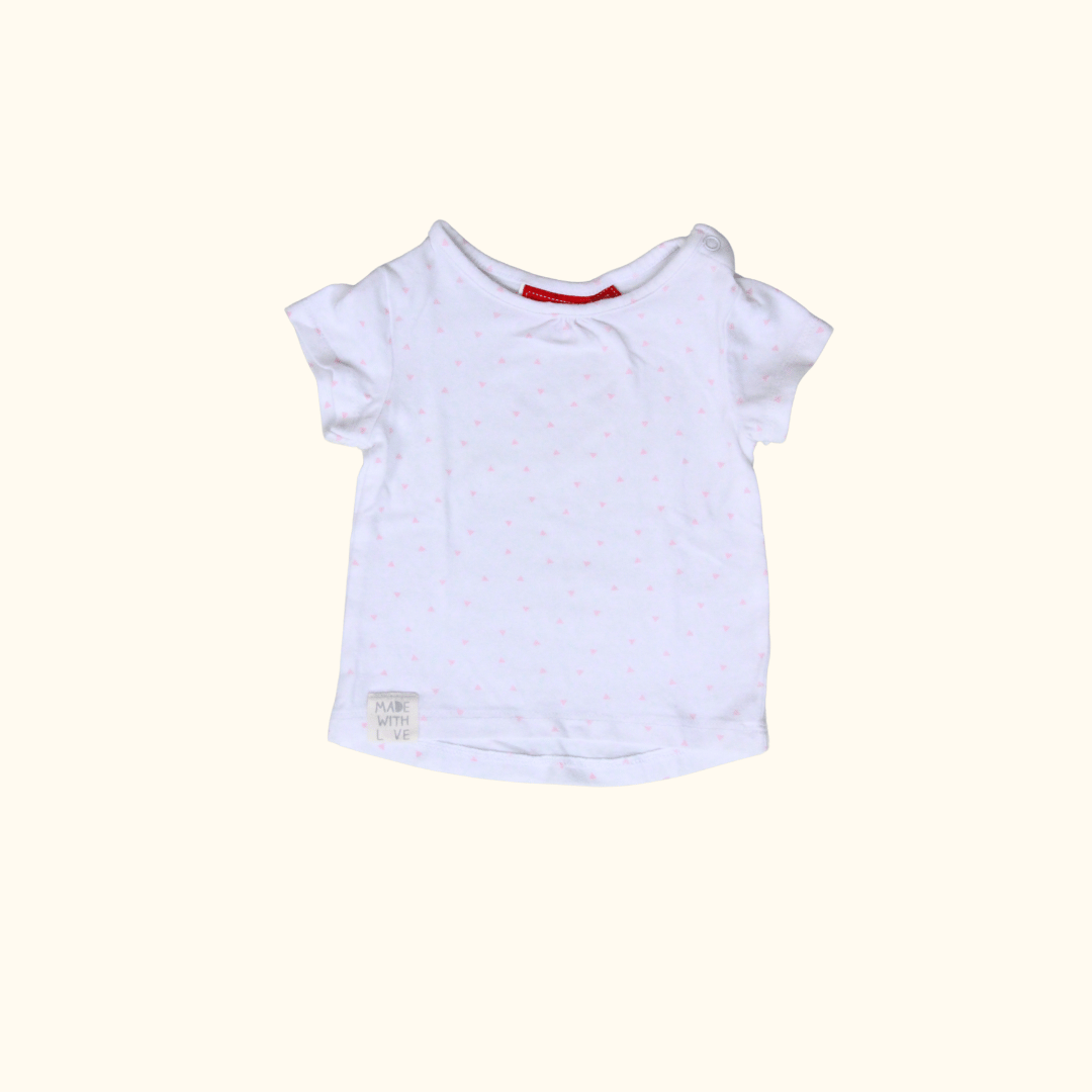 Short Sleeve Pink and White Printed T-Shirt