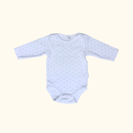 White and Blue Polkadot Bodysuit